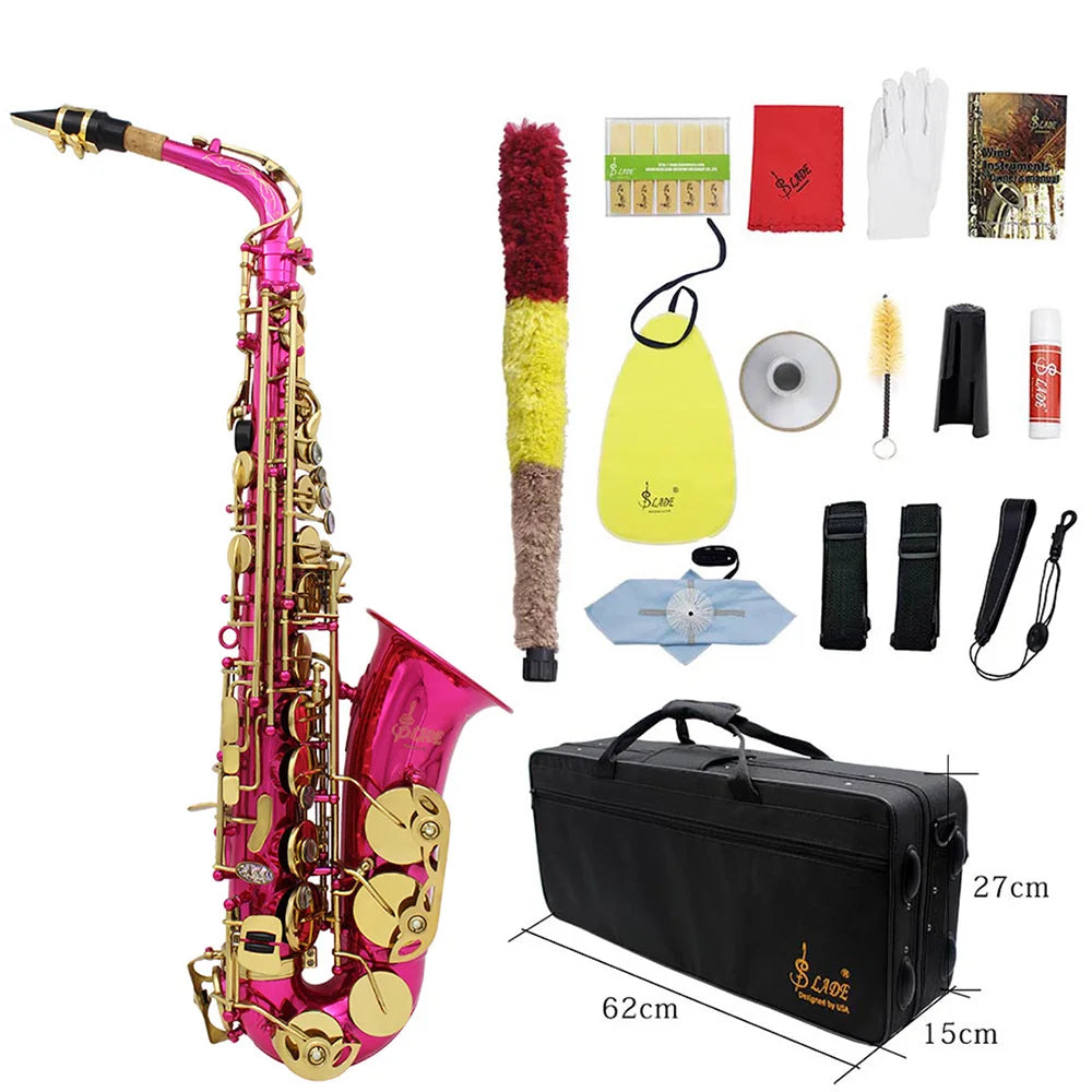 Slade Eb E-Flat Altsaxophon Sax Shell Key Carve Muster Holz blasinstrument mit Rücken gurten Fall andere Schilf Aecessaries