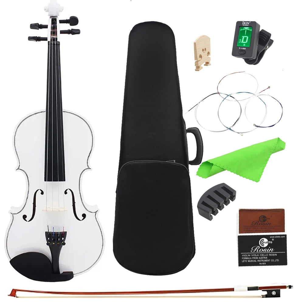 4/4 Violine Professionelle Massivholz Violine mit Strage Box Bogen Tuner Kolophonium Brücken Zubehör Musikinstrument Kinder Geschenke