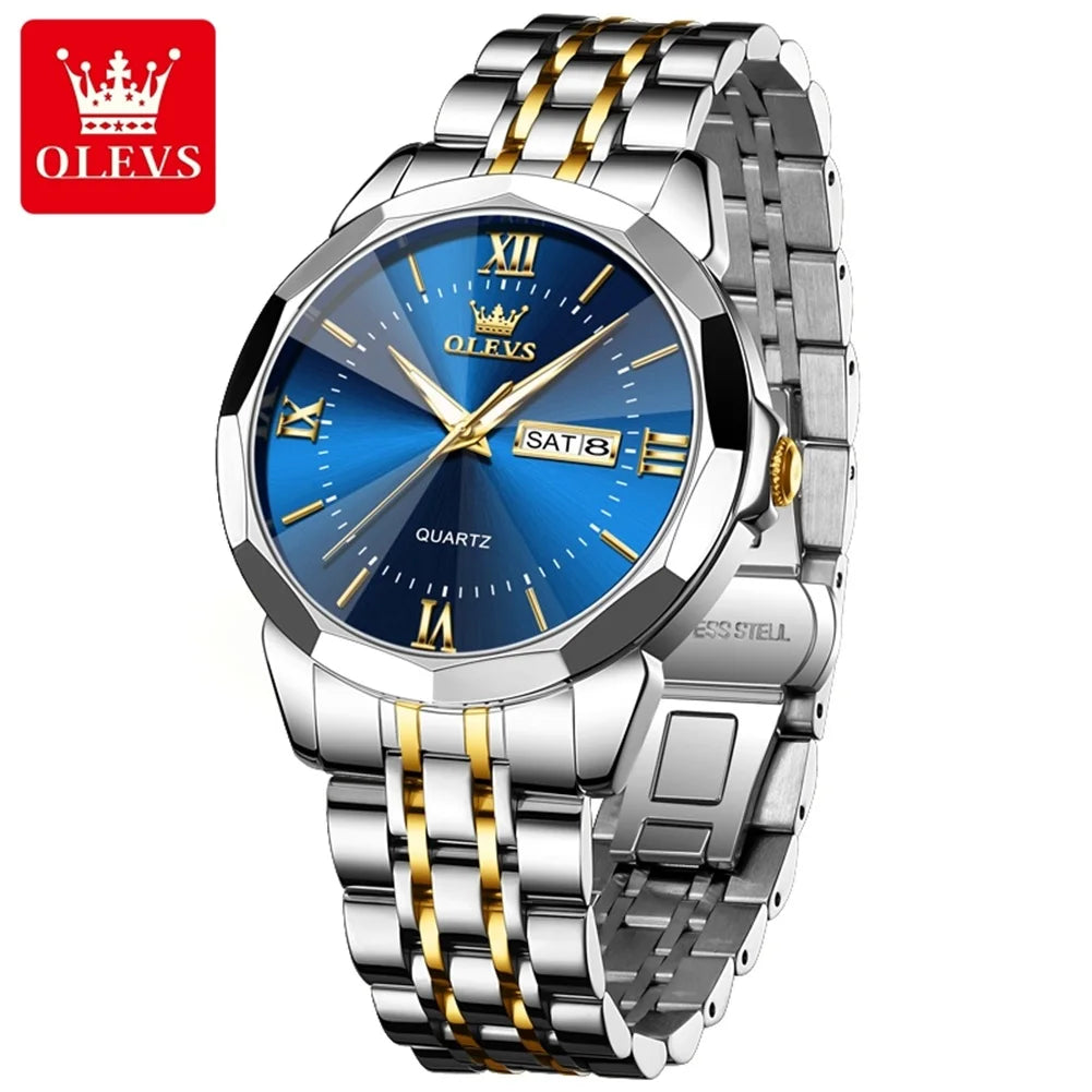 OLEVS Original Wasserdichte herren Uhren Digitale Spiegel Quarzuhr für Mann Leuchtende Edelstahl Armbanduhr Männlich Datum Woche