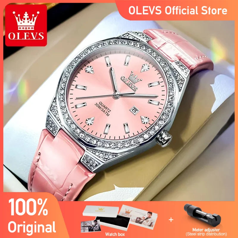 Olevs Damen uhren leichtes Luxus mode Zifferblatt Original Quarz Armbanduhr für Mädchen Diamant wasserdichte Damen uhr