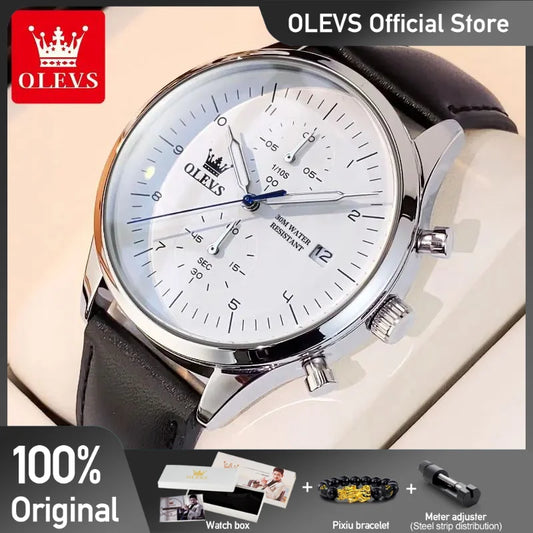 OLEVS 2880 Herrenuhr Original Top Marke Chronograph Quarz Armbanduhr Wasserdicht Leucht Reloj Datum Männlich Casual Uhr Für Männer