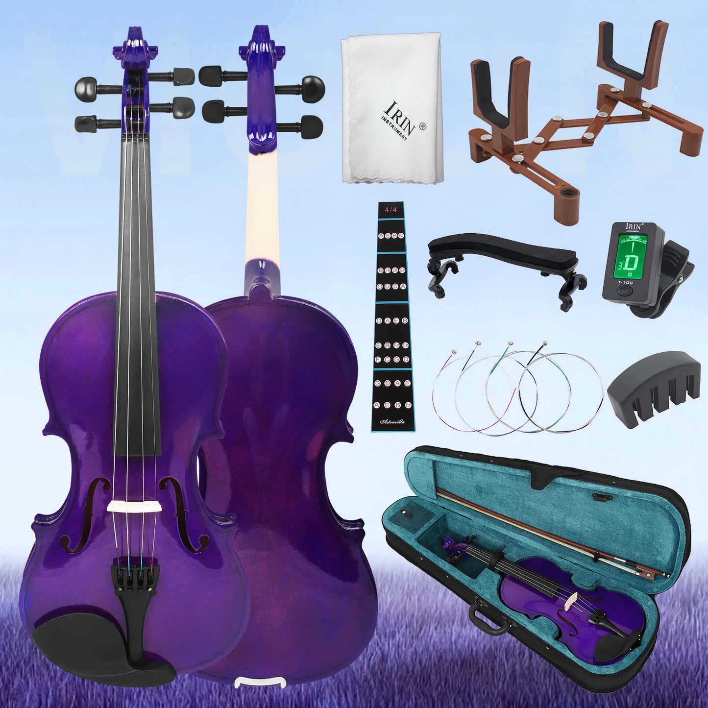 Lila Violine 4/4 Ahorn Panel Geschenk für Anfänger Violine Schönes Geschenk Geeigneter Musikkurs Studie mit Violine Praktische Teile