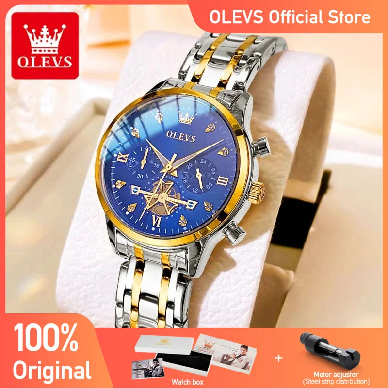 OLEVS 2897 Damenuhr, originelle Mode, Multifunktions-Quarz-Armbanduhr, wasserdicht, leuchtend, 24-Stunden-Geschenkbox-Uhr für Damen