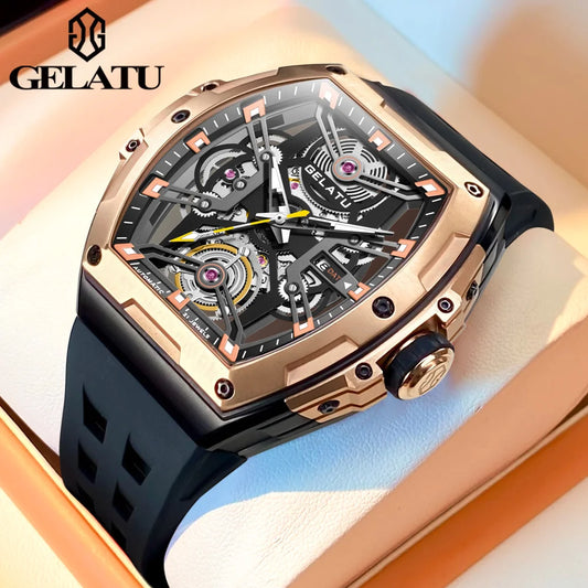 Gelatu Top Marke klassische Uhr Männer wasserdichte Silikon armband Armbanduhr Herren Mode Luxus automatische mechanische Herren uhren