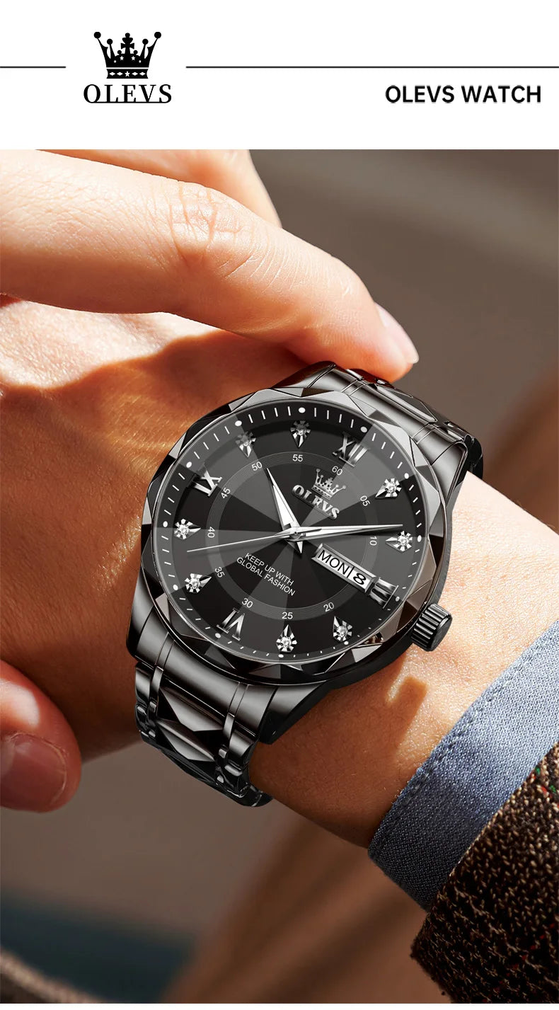 OLEVS 5609 Uhren Für Männer Mode Quarz Armbanduhr Original für Männliche Wasserdichte Leucht Automatische Bewegung Reloj Hombre