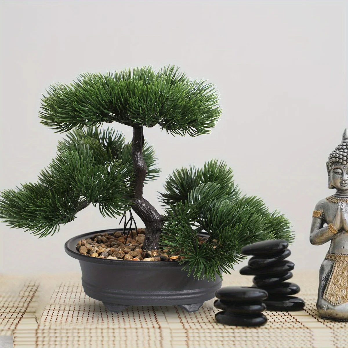 1pc künstlicher Bonsai-Baum: ein Zen-Garten-Akzent künstliche Pflanze pp Material schwarzer Pflanzer Home Office Party Dekoration