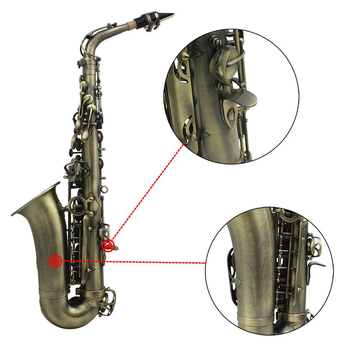 Slade Eb E-Flat Altsaxophon Sax Shell Key Carve Muster Holz blasinstrument mit Rücken gurten Fall andere Schilf Aecessaries