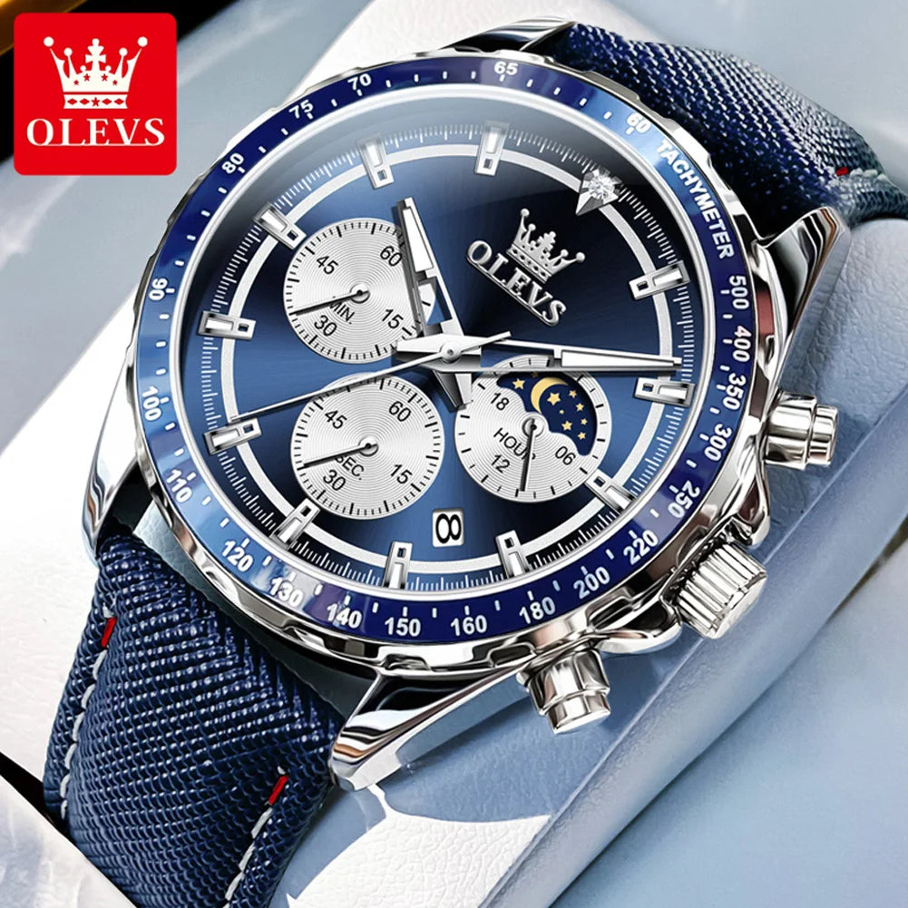 OLEVS 2945 Uhren Für Mann Top Marke Junge Mode Original Quarz Armbanduhr Wasserdichte Leder Starp Leucht Reloj Hombre ﻿