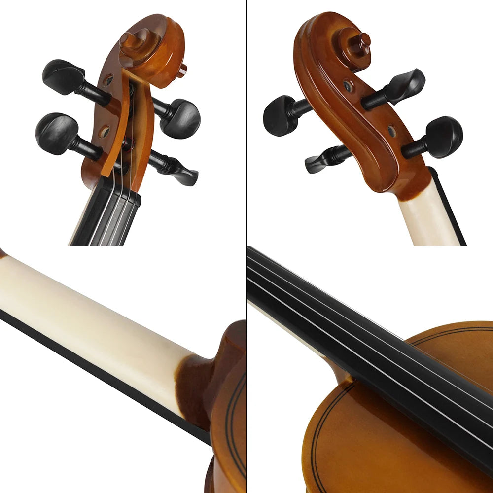 4/4 Akustische Violine im Retro-Stil für Violine, Anfänger mit Bogen / Koffer / Kolophonium