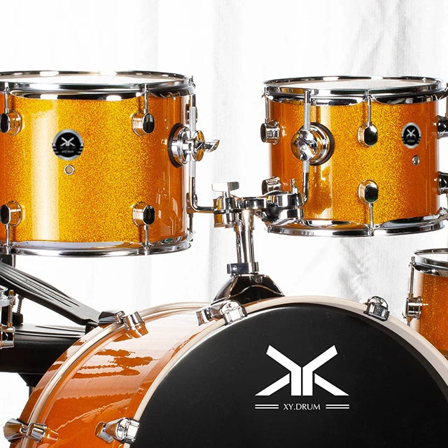 High quality PVC Drum heads Eco-friendly Stage performance Teaching Yellow drum set 7 pieces drum kit set