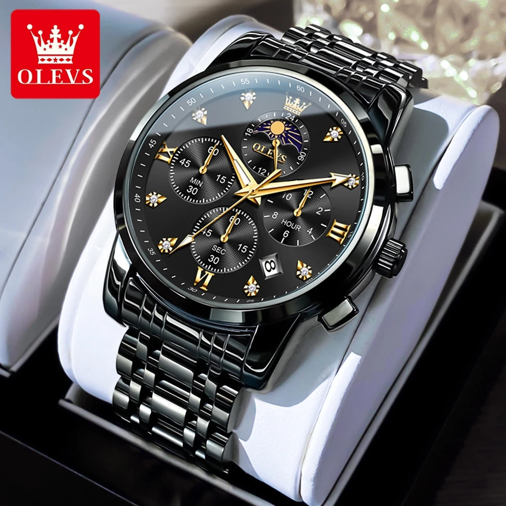 OLEVS 3655 Herrenuhr Original Markenuhr Für Männer Quarzuhr Multifunktionale Chronograph 30 Mt Wasserdicht Automatische Datum Geschenke