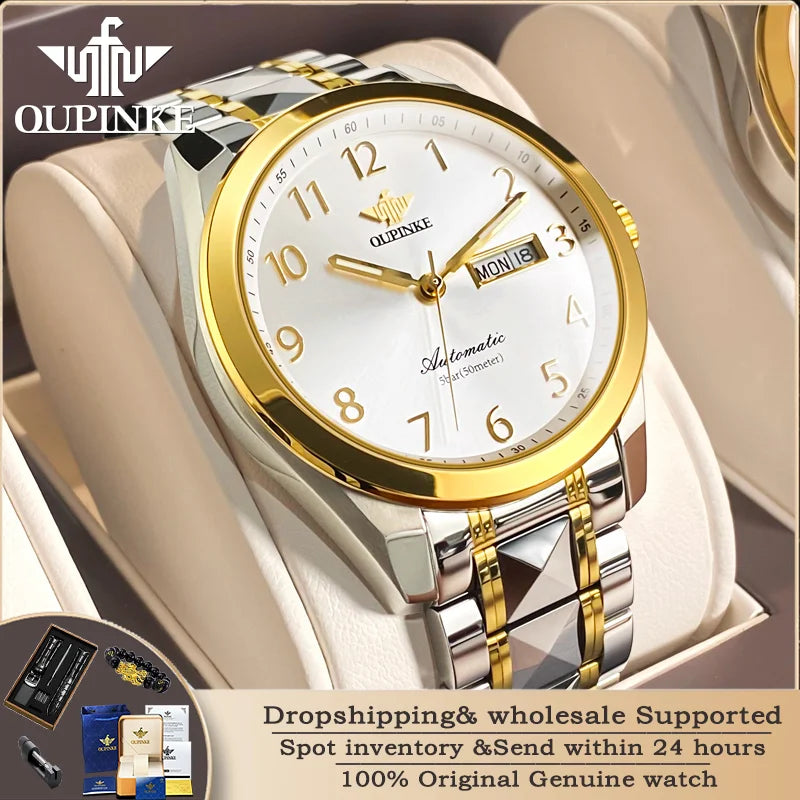 Oupinke 3228 Luxus Herren uhr Top Marke importierte Uhrwerk Männer automatische mechanische Uhr Mode Wolfram Stahl wasserdichte Uhr