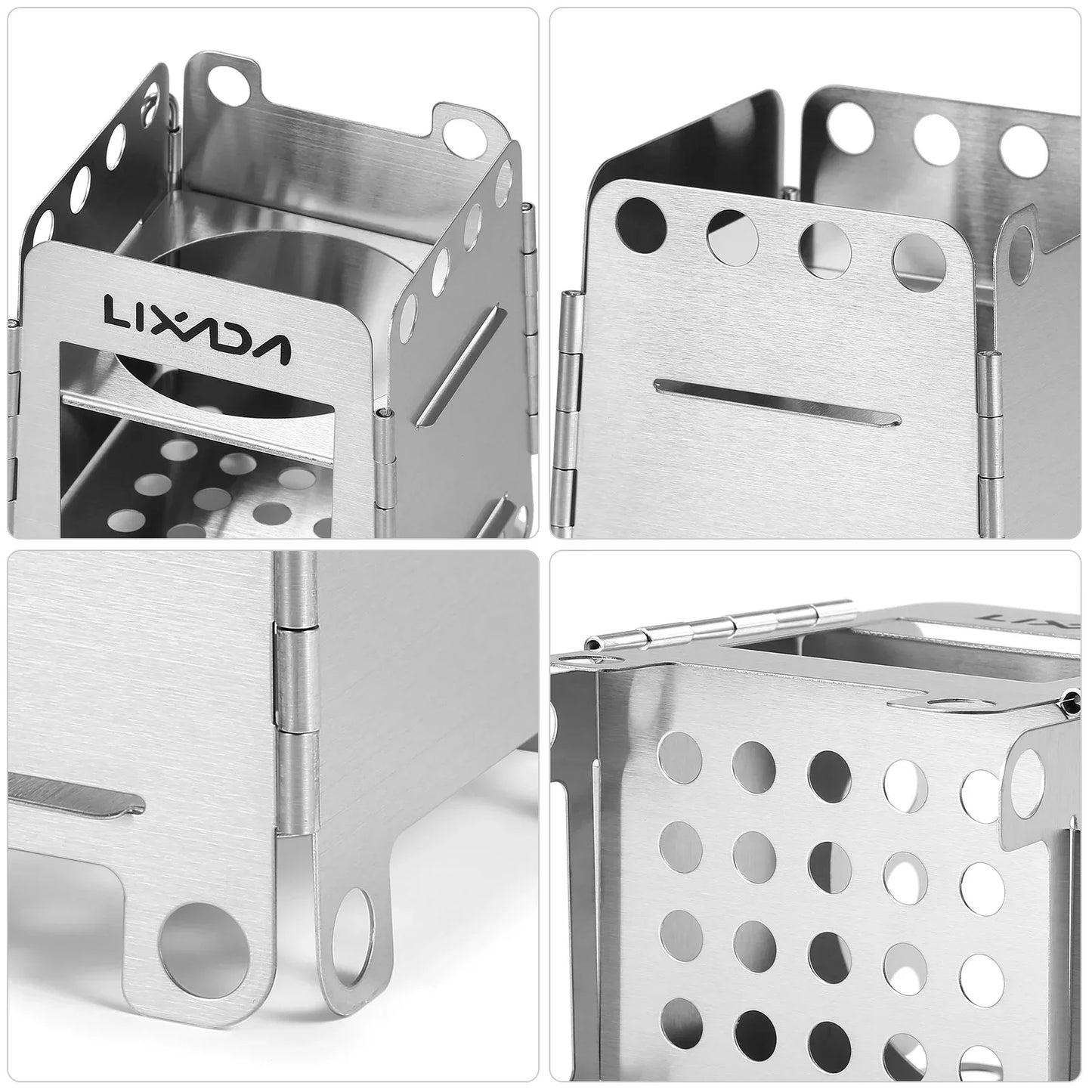 Lixada Camping Titanium Stove Lightweight Folding Wood Burning Stove Portable Outdoor Pocket Stove for Backpacking Cooking