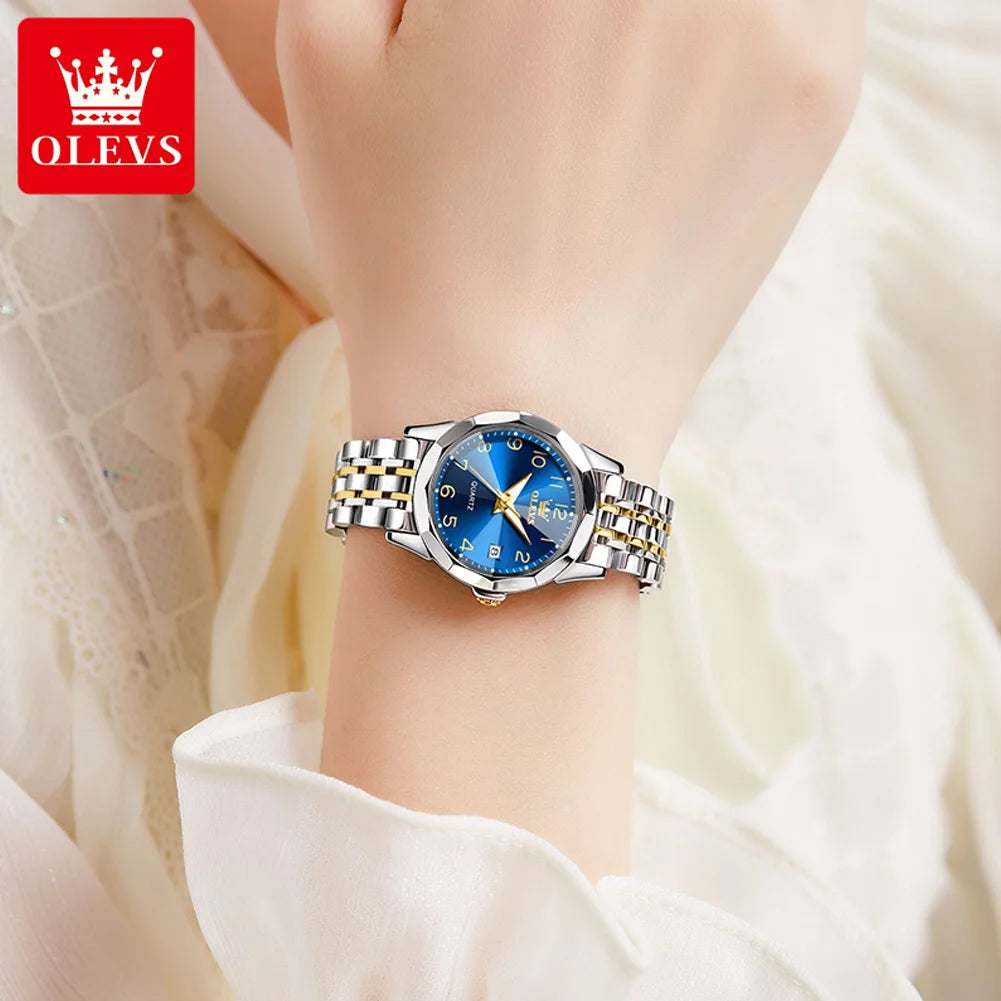 Oelvs Damen uhren Luxus römische Ziffern Zifferblatt Uhr für Frauen Raute Spiegel wasserdicht leuchtende Armbanduhr Datum Damen kleid