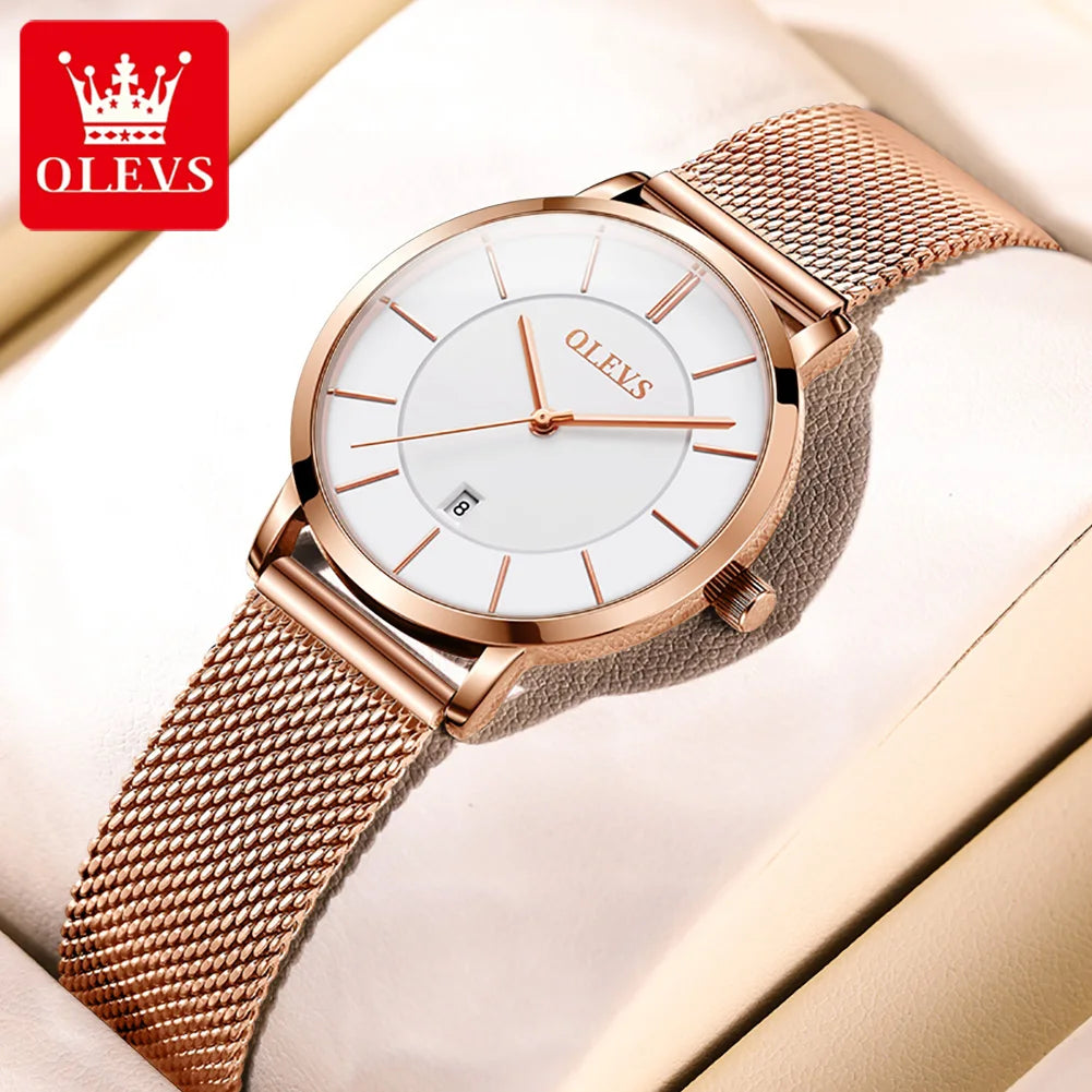 OLEVS Neue Rose Gold Weiß Frauen Uhr Casual Quarz Uhren Damen Top Marke Weibliche Armbanduhr Mädchen Uhr