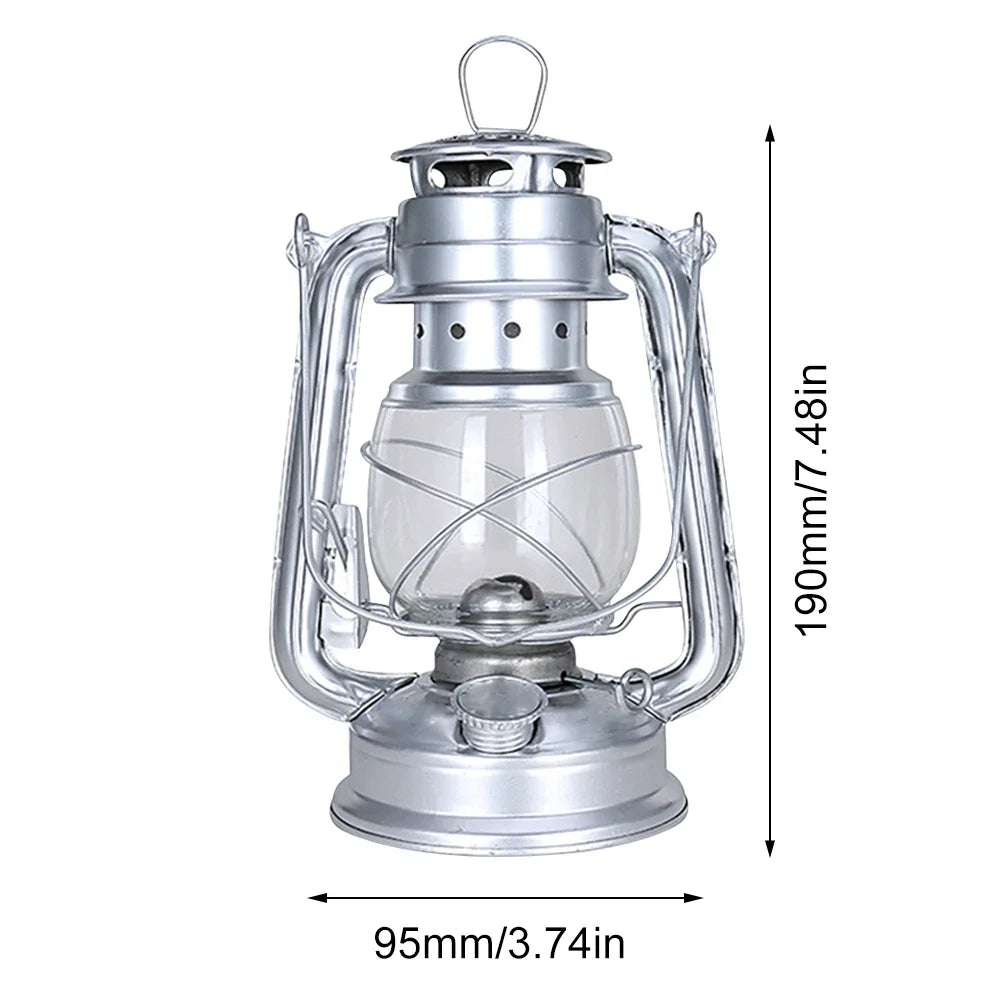 New Vintage Oil Burning Lantern Metal Kerosene Lantern Hurricane Table Lamps with Handle for Outdoor Camping Hiking Home Patio