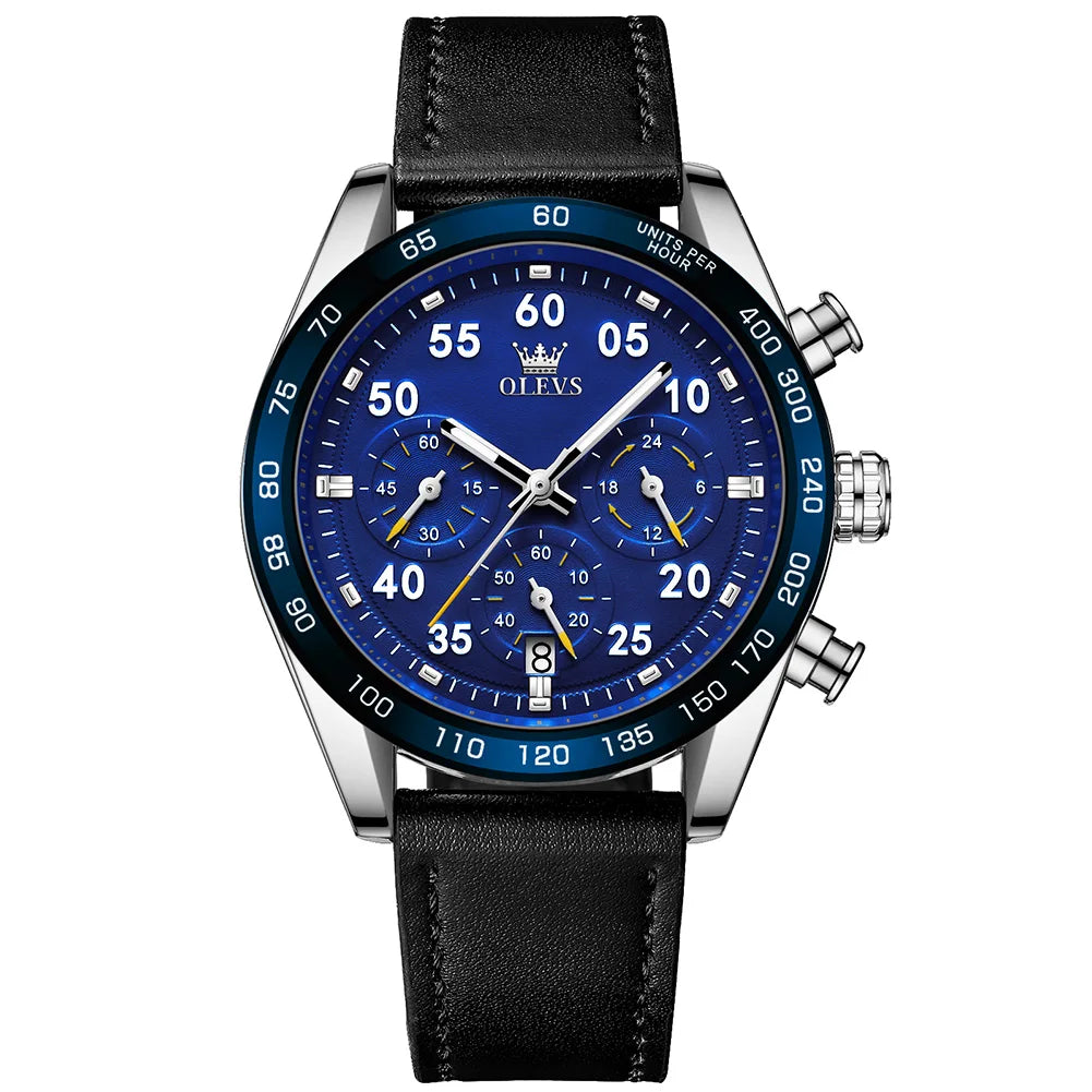 Olevs Herren uhren Mode lässig Original Quarzuhr für Mann Chronograph wasserdicht leuchtendes Datum 24 Stunden Anzeige neu