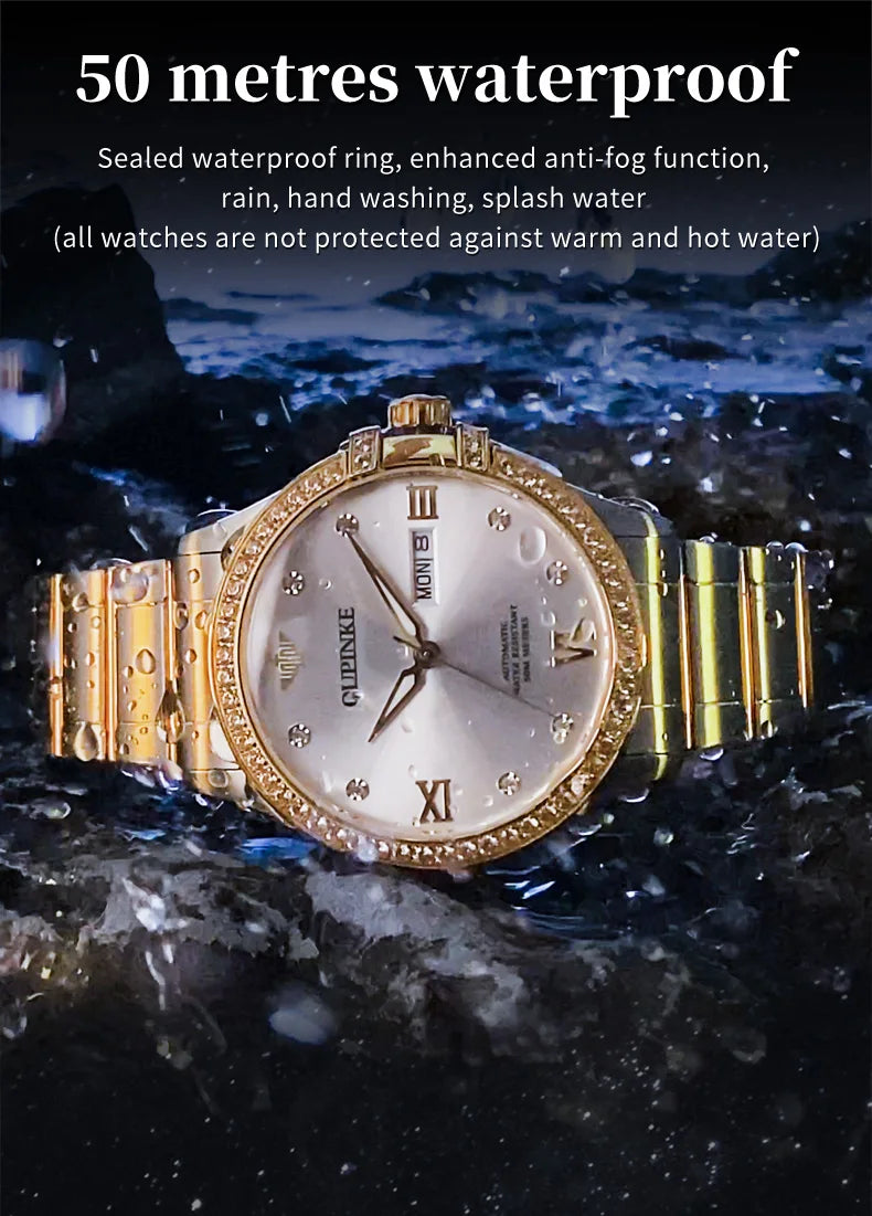 OUPINKE 3195 Männer Uhr Luxus Marke Importierte Bewegung Automatische Mechanische Uhr Mode Wasserdicht Business Diamant herren Uhr