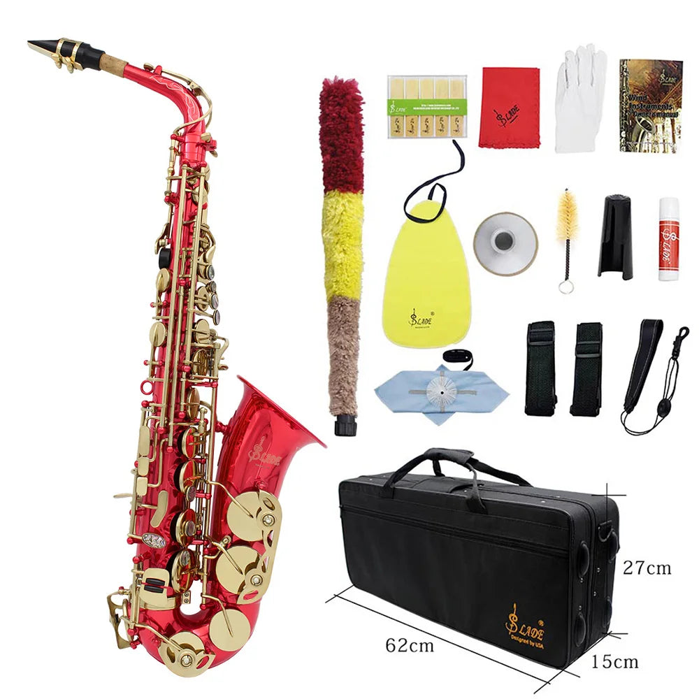 Slade Eb E-Flat Altsaxophon Sax Shell Key Carve Muster Holz blasinstrument mit Rücken gurten Fall andere Schilf Aecessaries