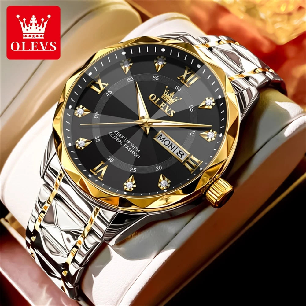 OLEVS 5609 Herrenuhr Original Mode Quarz Armbanduhr Wasserdicht Leuchtende Uhren Für Männer Dual Kalender Display Reloj Hombre