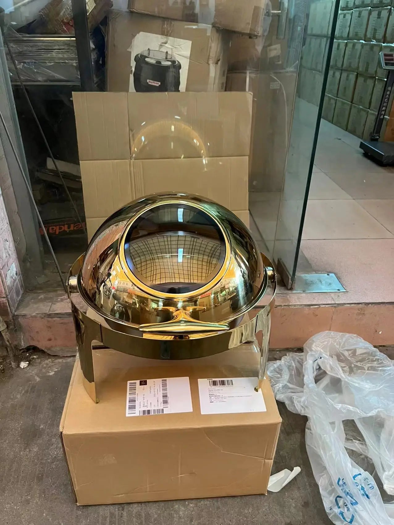 Luxus Chafing Dish Gold - 6,5L Runder Speisenwärmer für Catering und Buffet