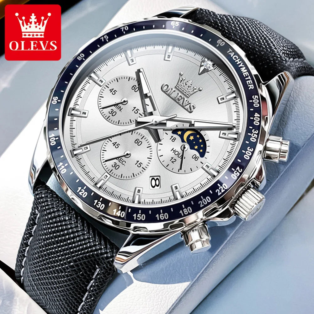 OLEVS 2945 Uhren Für Mann Top Marke Junge Mode Original Quarz Armbanduhr Wasserdichte Leder Starp Leucht Reloj Hombre ﻿