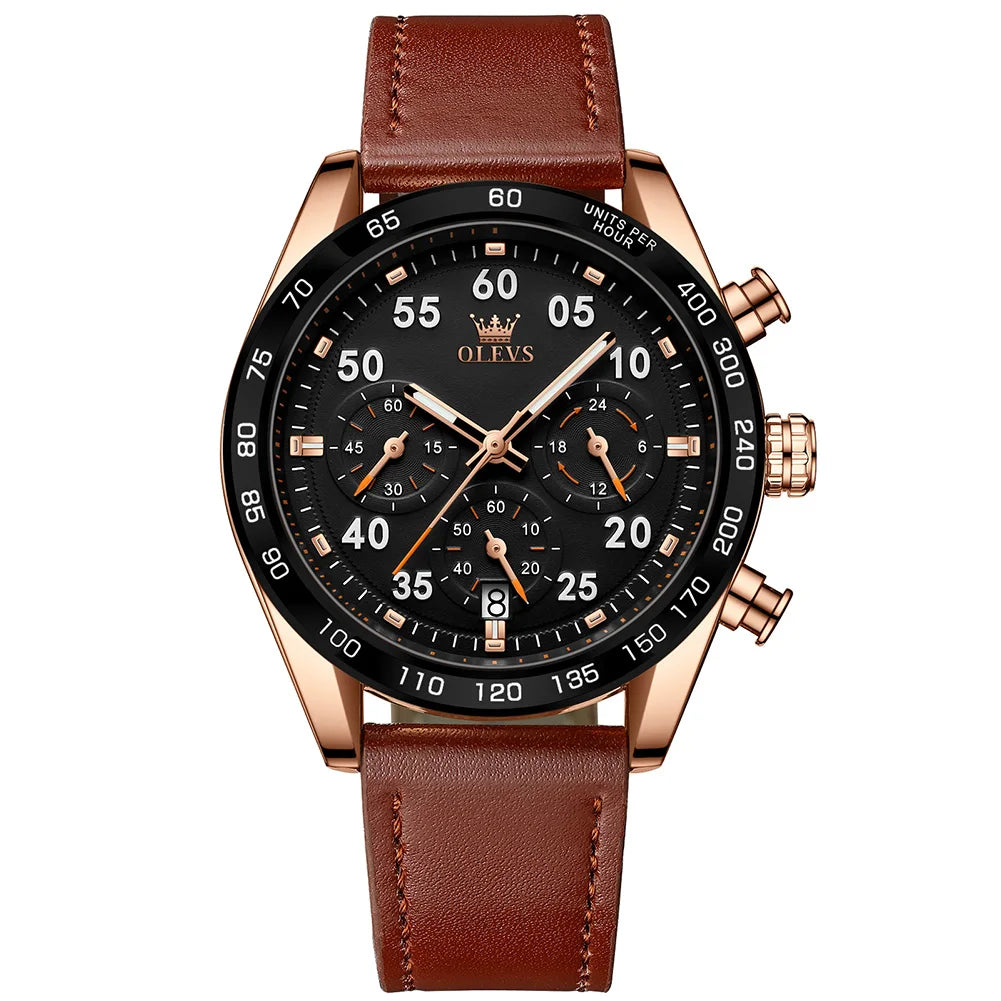 Olevs Herren uhren Mode lässig Original Quarzuhr für Mann Chronograph wasserdicht leuchtendes Datum 24 Stunden Anzeige neu