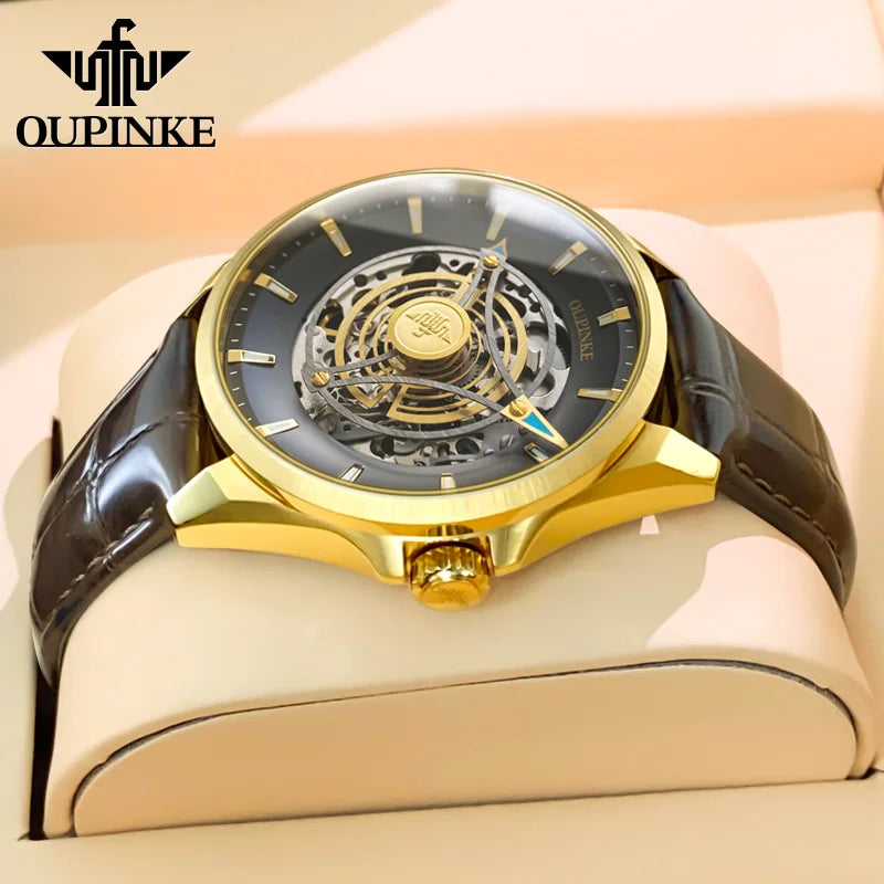 Oupinke 3206 automatische mechanische Uhr für Männer hohl 40mm Zifferblatt Original Handuhr synthetischen Saphir Spiegel Mann Uhren