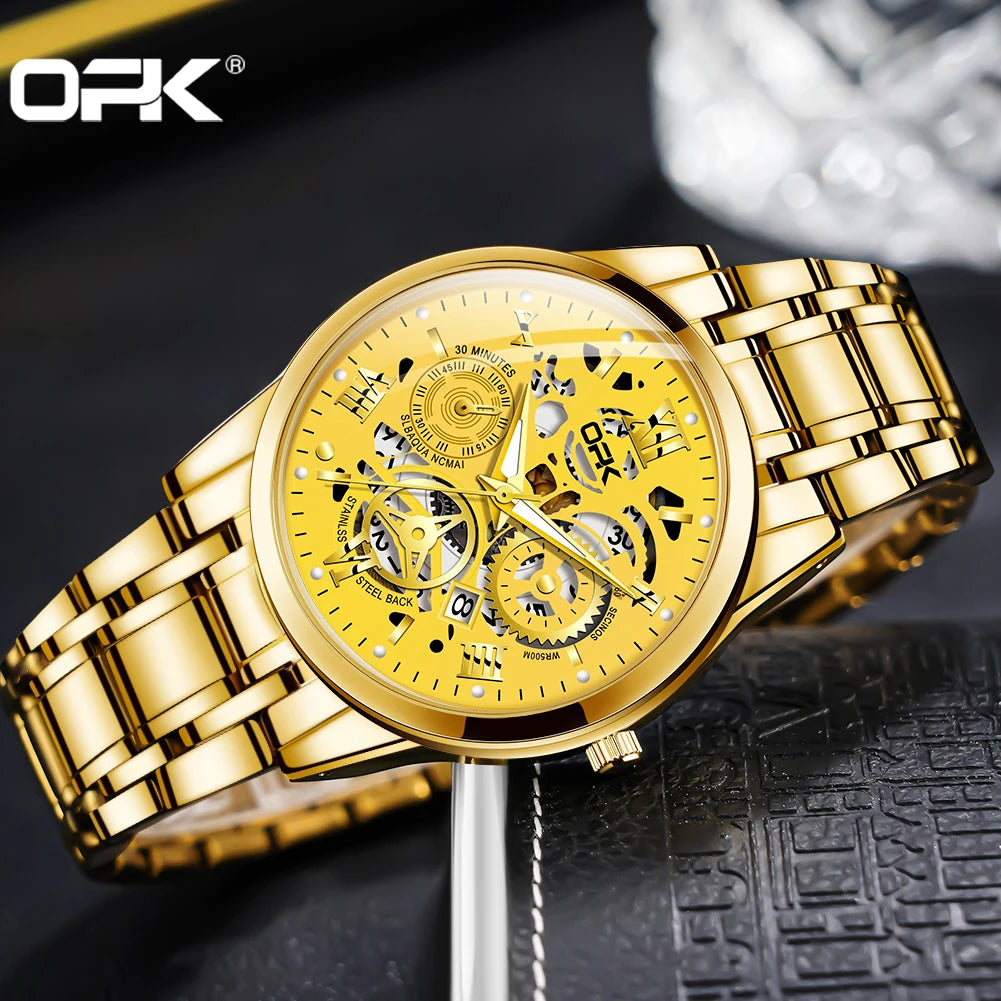 OPK 8135 Herrenuhr, neue Modemarke, Luxus-Quarzuhr, Edelstahluhren für Herren, wasserdichte Chronographen-Automatikuhr