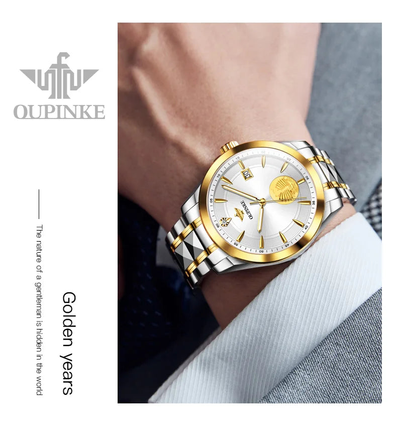 Oupinke 3226 Top-Marke echte Diamant Gold Herren uhr Schweizer zertifizierte Herren automatische mechanische Uhr Luxus Business Herren uhr