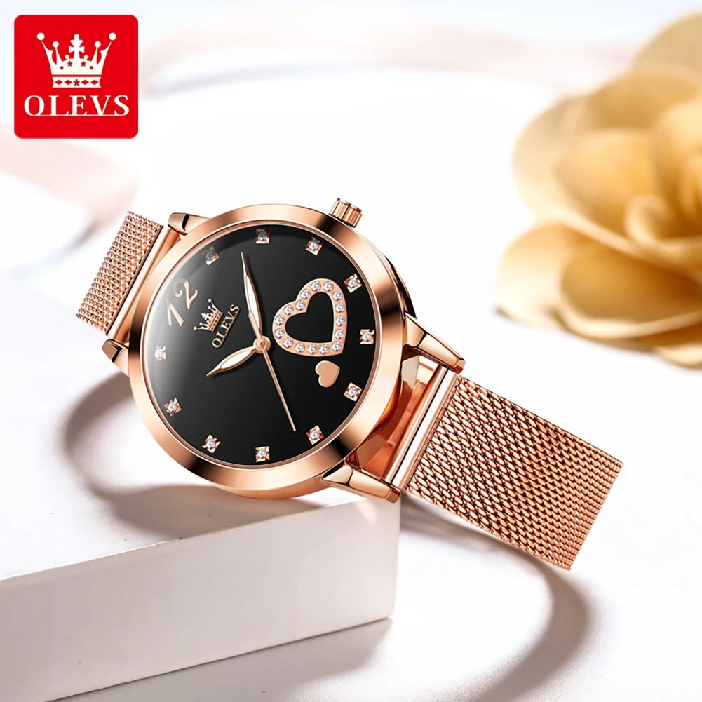 OLEVS5 5189 Damenuhr Original Marke Quarz Armbanduhr Wasserdicht Leucht Mesh Gürtelband Reloj Diamond ScaleLadies Uhr