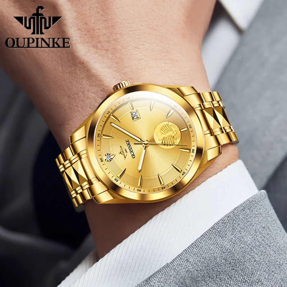 Oupinke 3226 Top-Marke echte Diamant Gold Herren uhr Schweizer zertifizierte Herren automatische mechanische Uhr Luxus Business Herren uhr