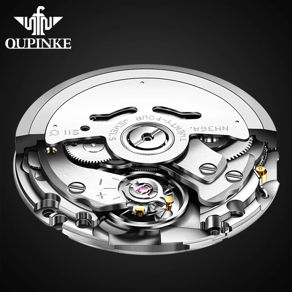 Oupinke 3170 Automatik uhr Japan Import mechanisches Uhrwerk Herren uhr Doppel kalender Wolfram Stahl armband High-End-Herren uhr