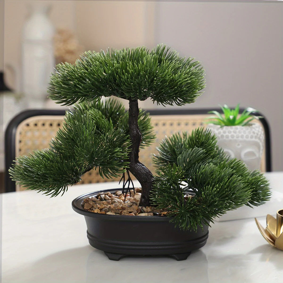 1pc künstlicher Bonsai-Baum: ein Zen-Garten-Akzent künstliche Pflanze pp Material schwarzer Pflanzer Home Office Party Dekoration