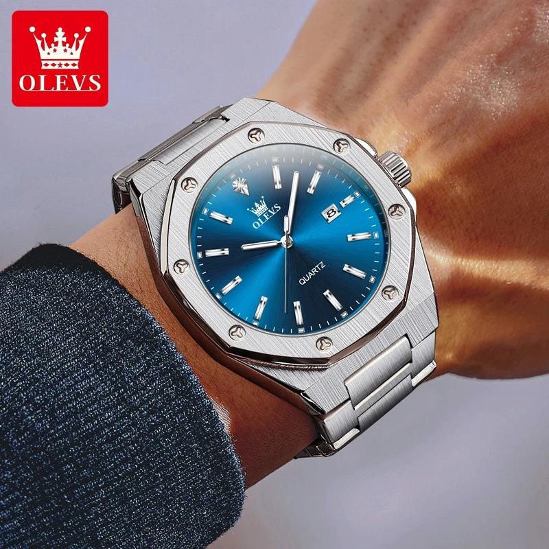 Olevs Uhren für Männer multifunktion ale Chronograph Armbanduhr original wasserdichte leuchtende Quarz Automatik uhr reloj