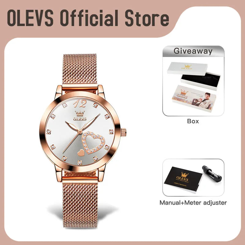 OLEVS5 5189 Damenuhr Original Marke Quarz Armbanduhr Wasserdicht Leucht Mesh Gürtelband Reloj Diamond ScaleLadies Uhr