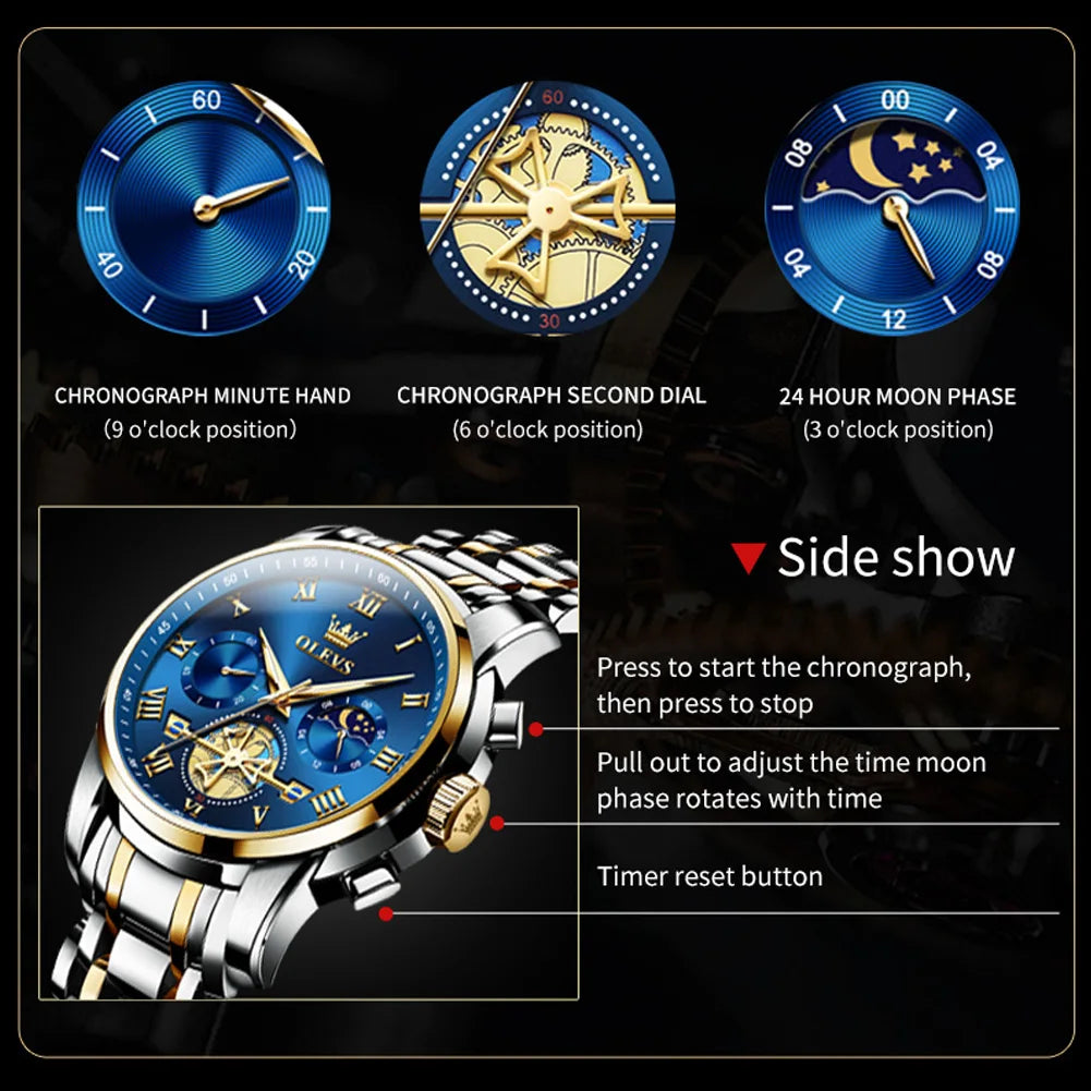 OLEVS Top Marke herren Uhren Klassische Römische Skala Zifferblatt Luxus Armbanduhr für Mann Original Quarz Wasserdicht Leucht Männlich reloj