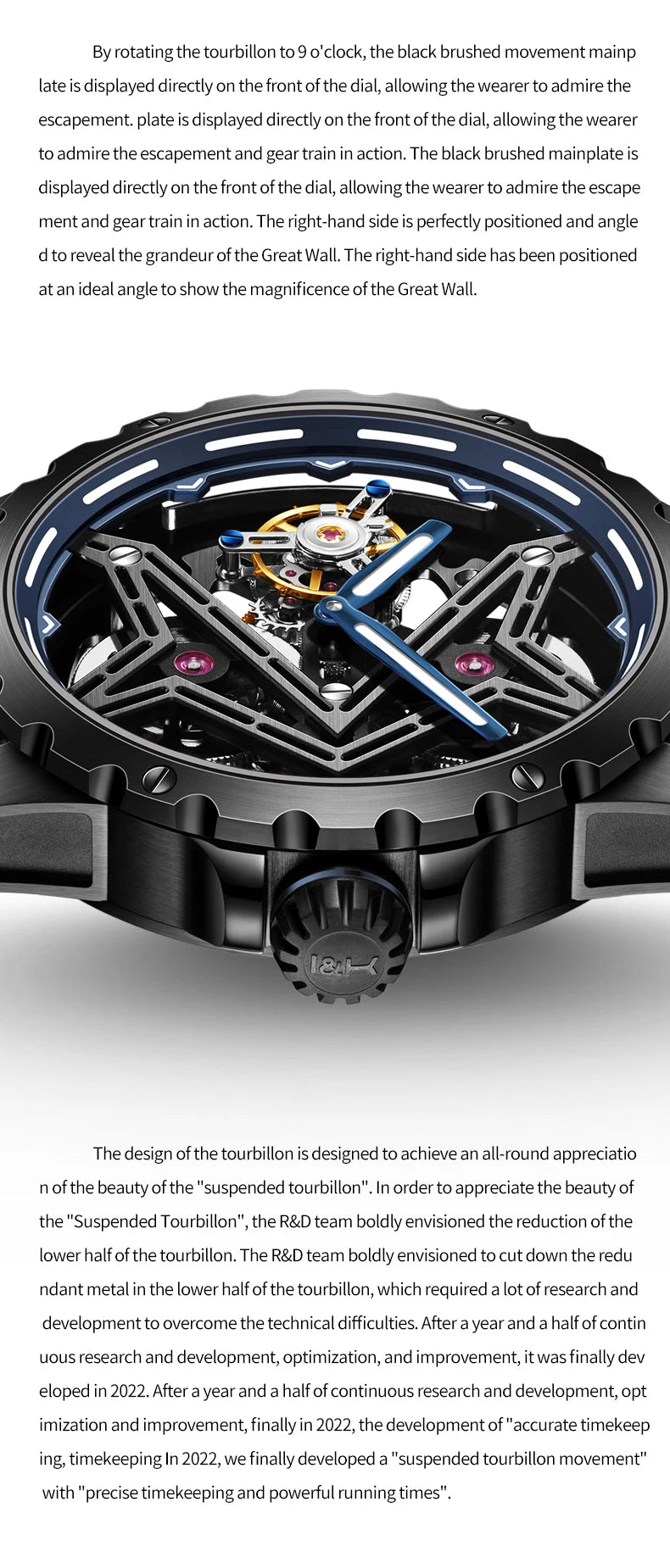 Ideale Ritter 6803 transparente Tourbillon Mann Uhr große Wand Serie Skelett aushöhlen automatische mechanische Armbanduhr für Männer