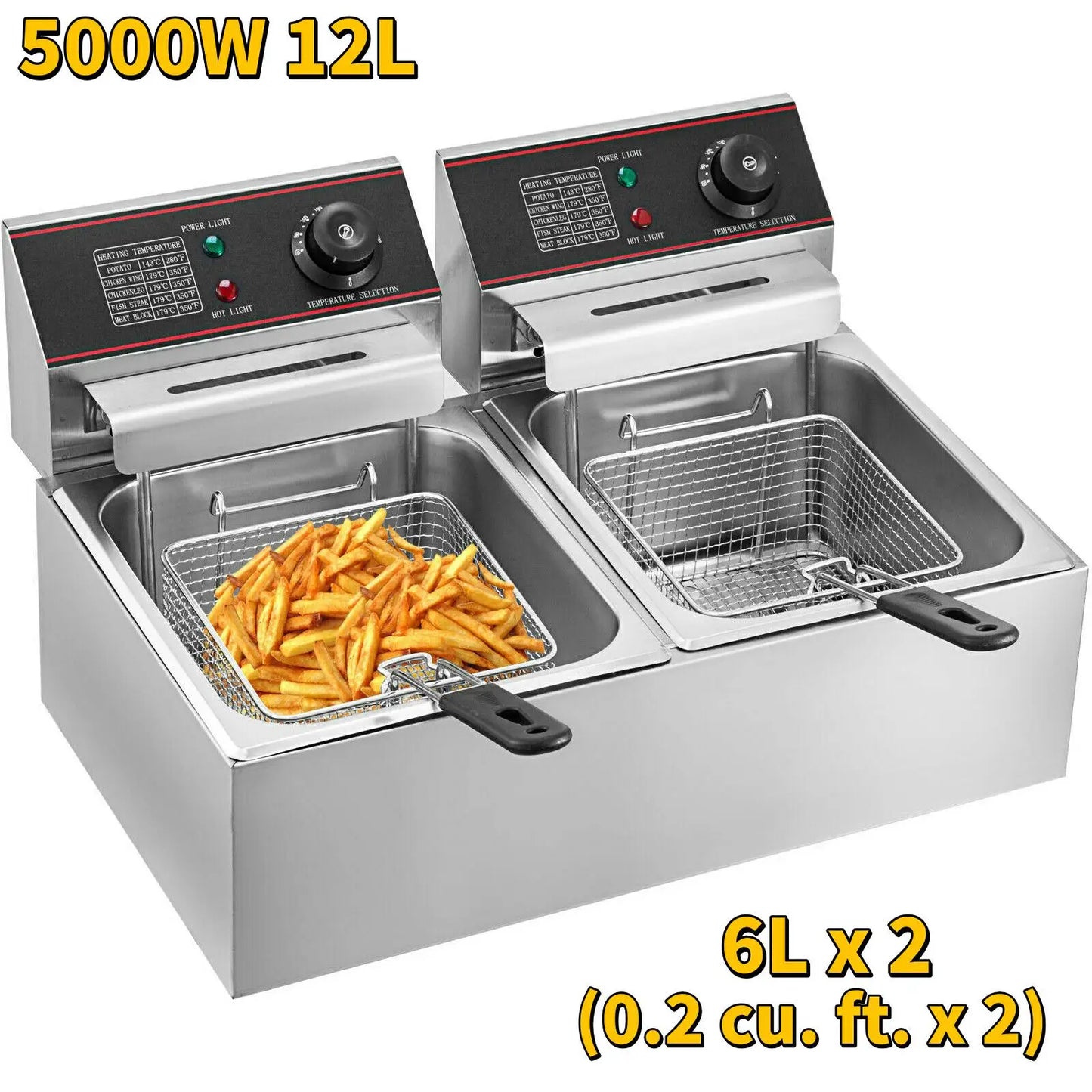 VEVOR 12L 20L Elektrische Friteusen Dual Tanks für Fast Food Restaurant Fried Chicken Stände Braten Pommes Frites Schweinekoteletts