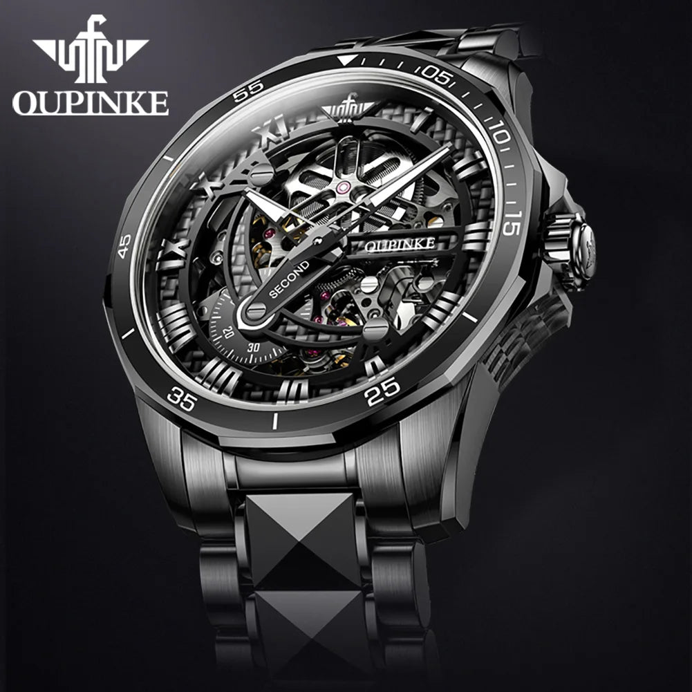 OUPINKE 3178 herren Uhr Original Marke Automatische Mechanische Armbanduhr Wasserdicht Leucht Hohl bewegung Uhren Luxus Männer