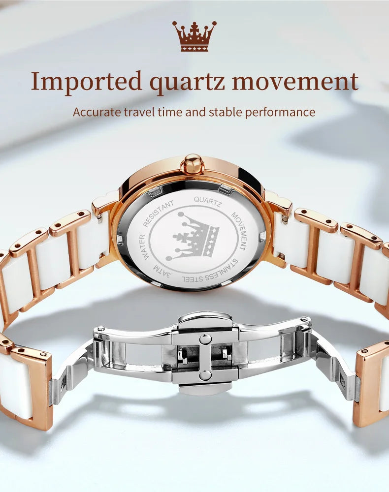 OLEVS Neue Mode Keramik Armband Quarz Frauen Uhr Wasserdicht Luxury Brand Uhr Für Frauen Datum Uhr Geschenk