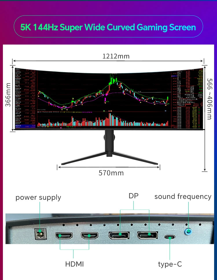 Anmite 49 Zoll 5K Nano-IPS Curved Gaming Monitor