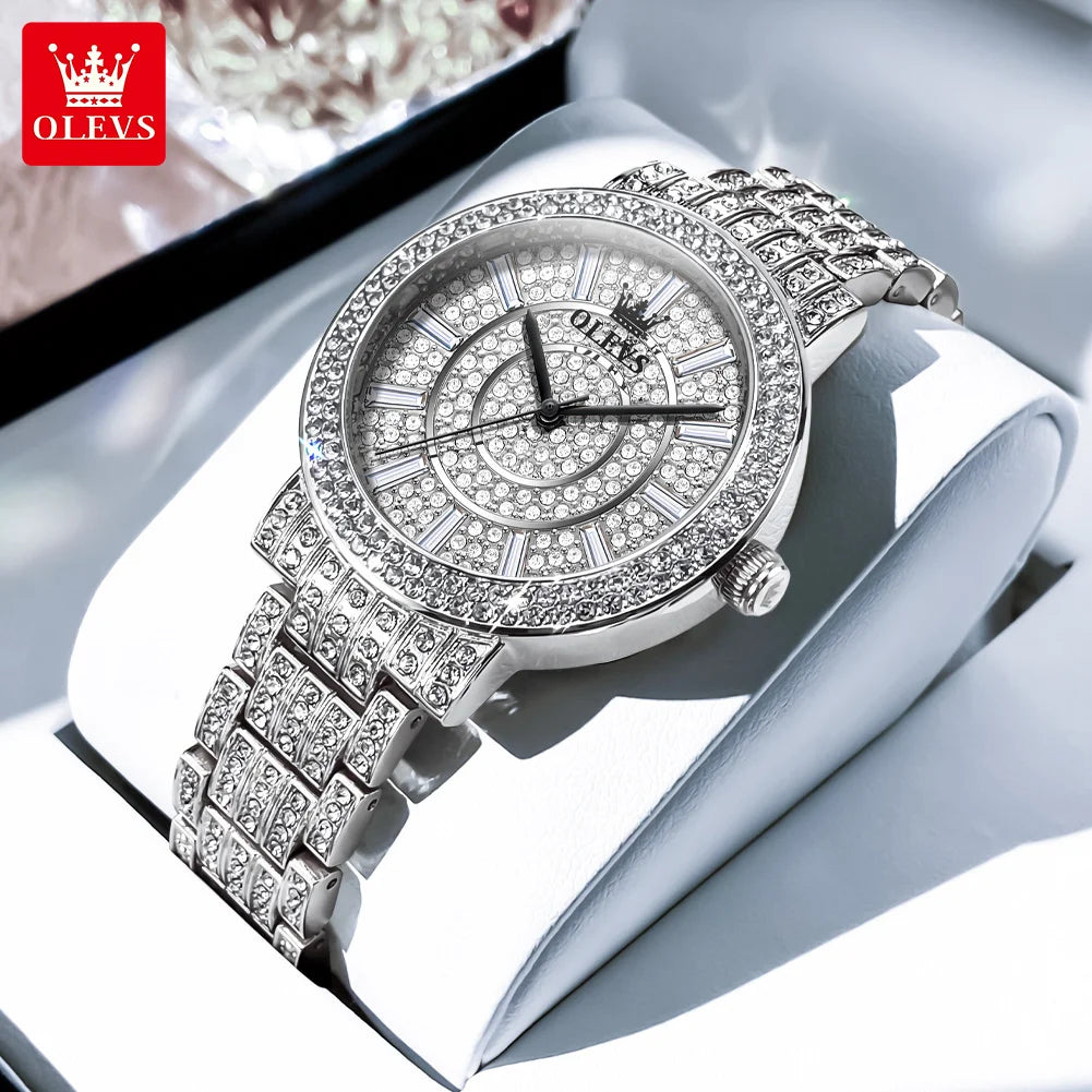 Olevs Damen uhren Diamant uhr für Damen wasserdichte Edelstahl Original Quarz Armbanduhr neu