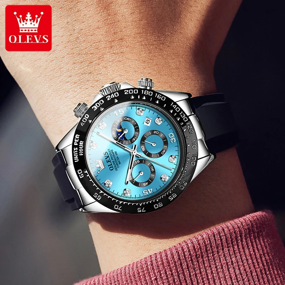 OLEVS 2875 Herrenuhr Quarz Top Marke Wasserdicht Leuchtende Uhr für Männer Drei Kleine Zifferblatt Sport Armbanduhr Chronograph Datum Reloj