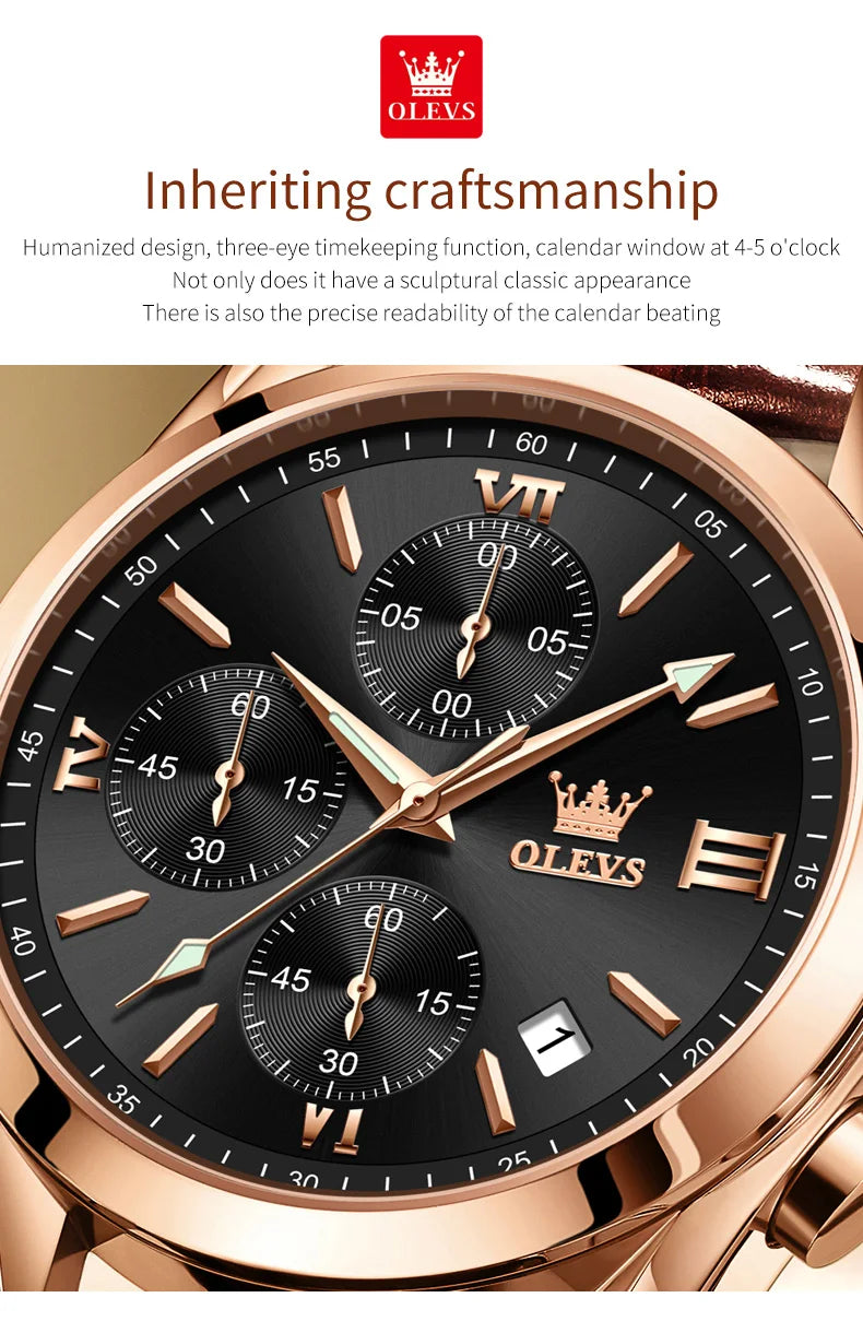 Olevs Paar Uhr für Männer Frauen wasserdichte Quarz Armbanduhr Männer Frauen Leder armband Chronograph Design Liebhaber Uhr Geschenke