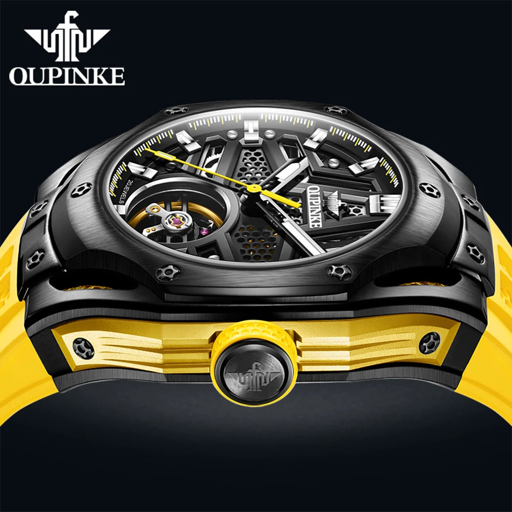 OUPINKE 9003Herrenuhr Original Mode Automatische Mechanische Uhr Aushöhlung Bewegung Wasserdicht Leuchtende Uhren Luxus Männer