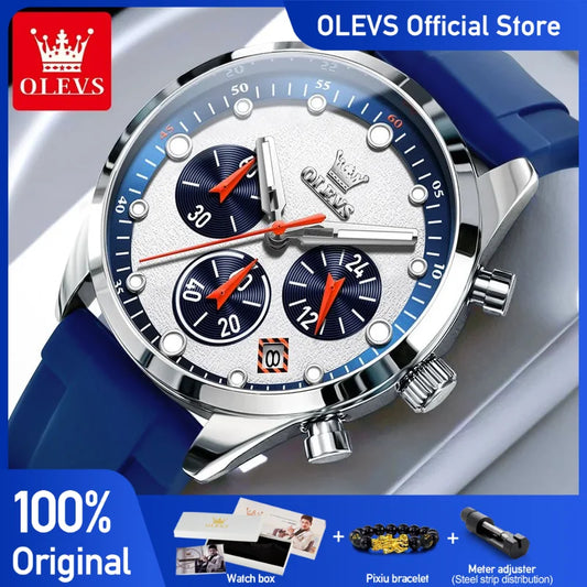 Olevs Herren uhren jungen Stil helle Farben Silikon armband Original Quarz Armbanduhr wasserdicht Chronograph leuchtendes Datum