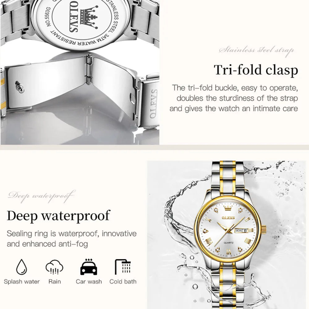 OLEVS Neue Mode Frauen Quarzuhr Wasserdicht Klassische Luxus Marke Dame Uhr Edelstahl Armband Uhren