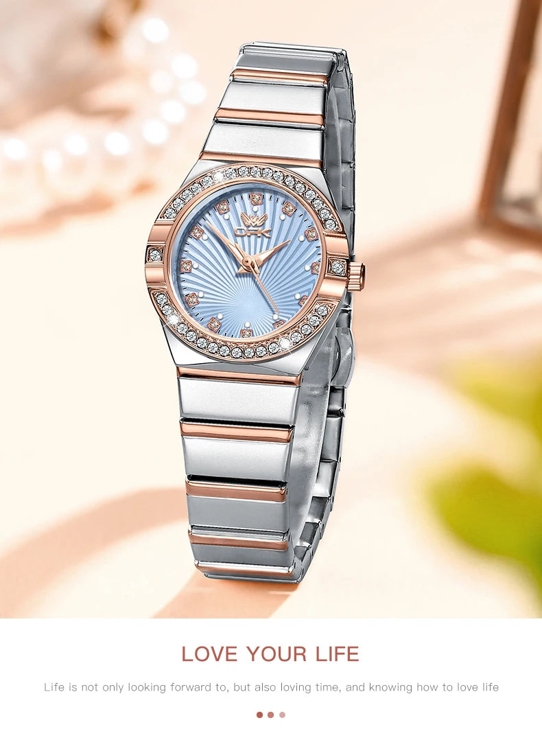 OPK 6042 Ladies Watches Original Fashion Light Quartz Wristwatch Waterproof Luminous Watches For Women Diamond scale Reloj Mujer