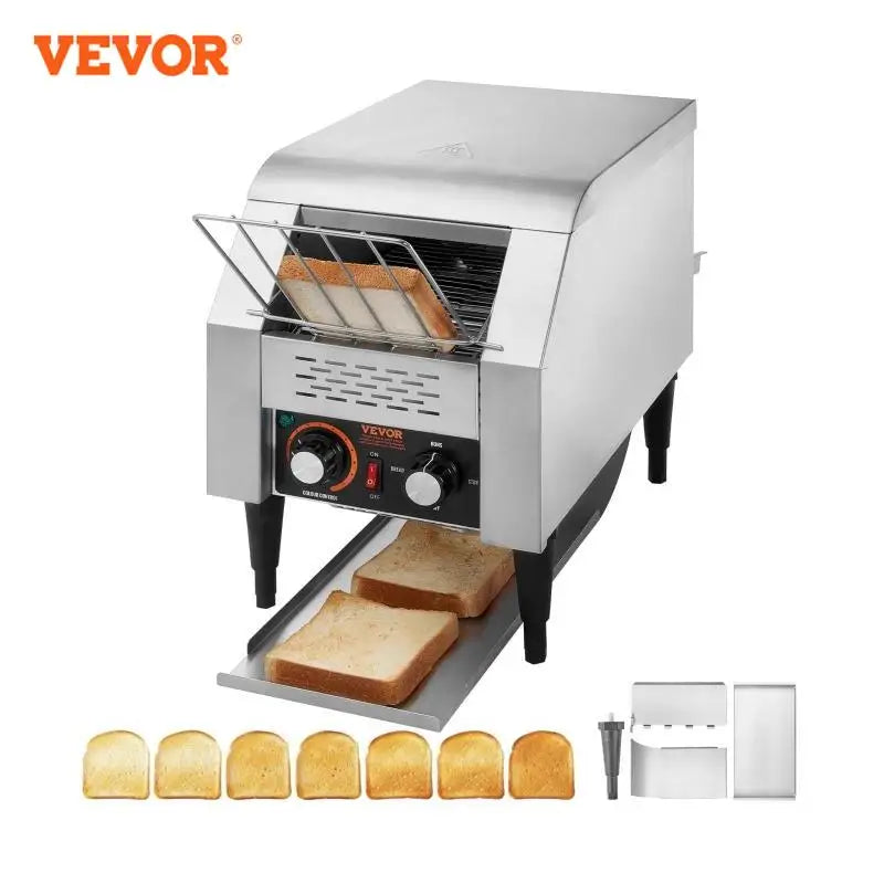 VEVOR Durchlauf-Toaster 1300 W Förderbandtoaster, Kettentoaster, Drei Multifunktionale Betriebsarten 150 Scheiben pro Stunde, Silber Kommerzieller Toaster Förderband Edelstal Restaurants, Bäckereien